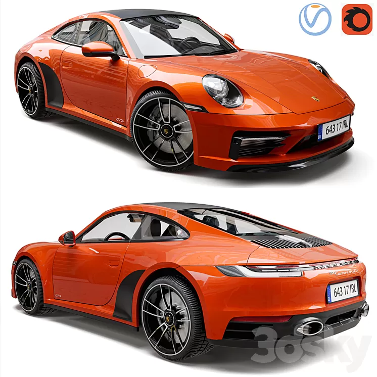 Porsche 911 Carrera 4 GTS 2022 3D Model Free
