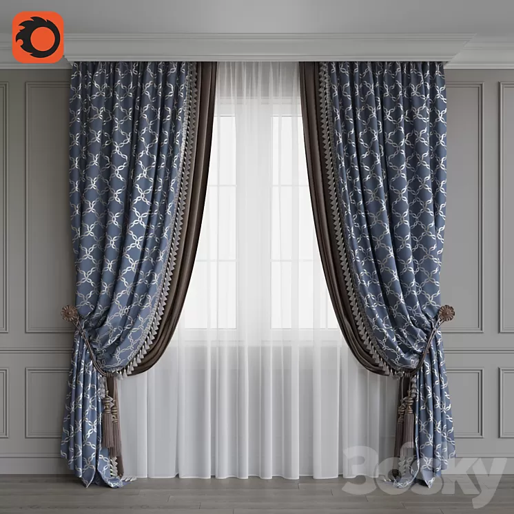 Portiere classic 3 blue 3D Model