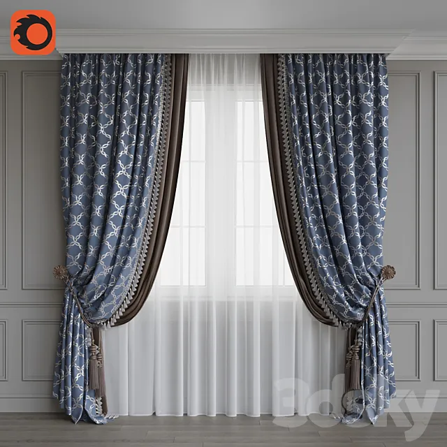 Portiere classic 3 blue 3DModel