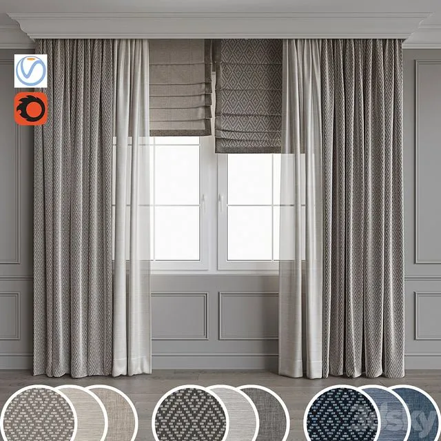 Portiere in a modern stele 8 3D Model