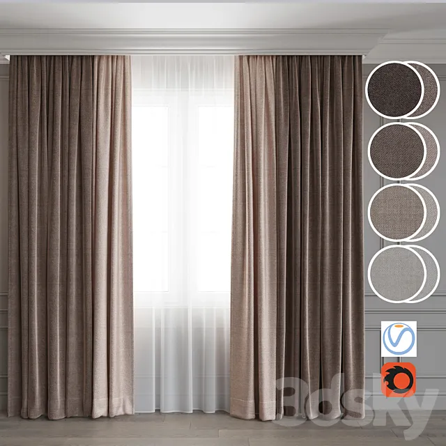 Portiere in modern style 5. Beige range. 3DModel