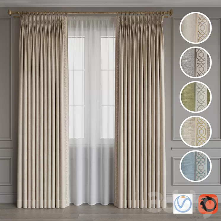 Portiere with braid 1 3D Model