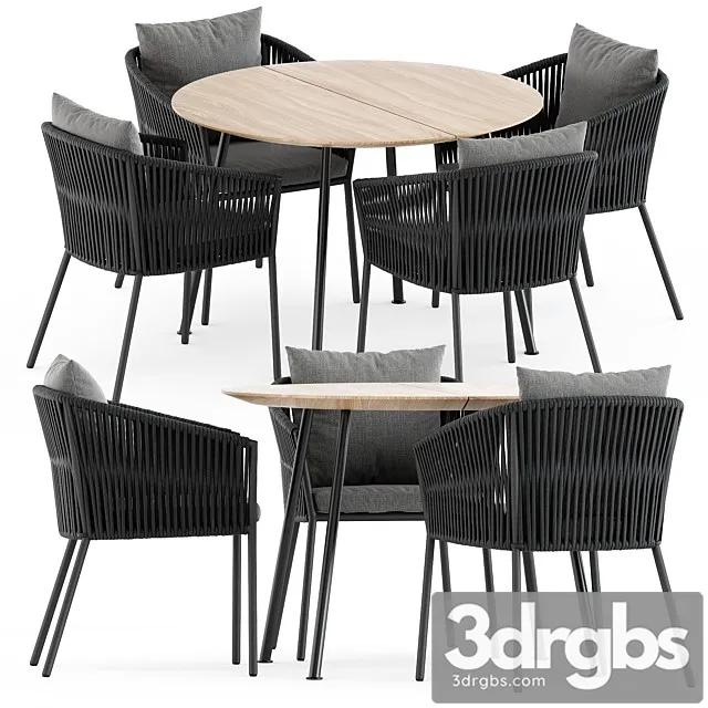 Porto Dining Chair by Burkedecor and Agave Table by Ethimo 3D Model Free