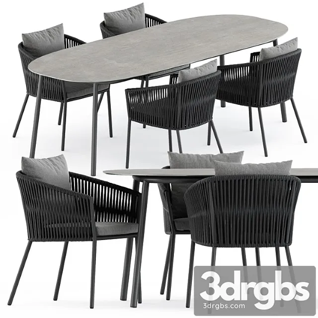 Porto Dining Chair by burkedecor and Tosca Table by Tribu 3D Model Free