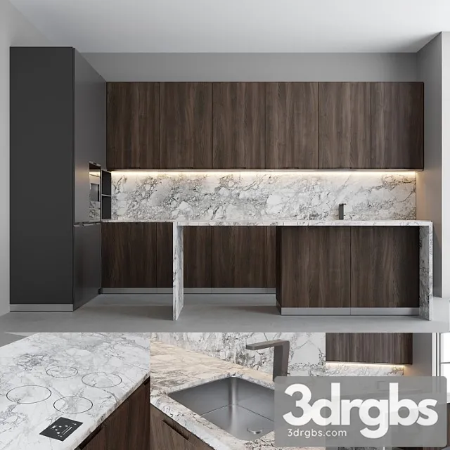 Porto Gray Kitchen 3D Model Free