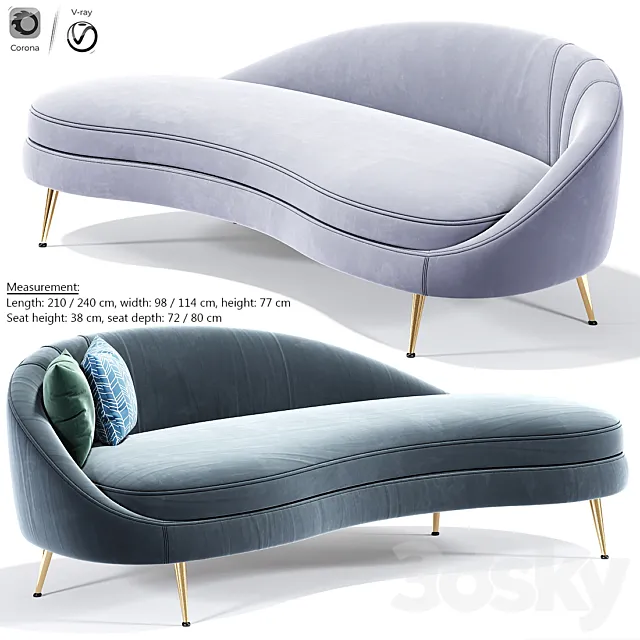 Porto Sand Curve Sofa 3DModel