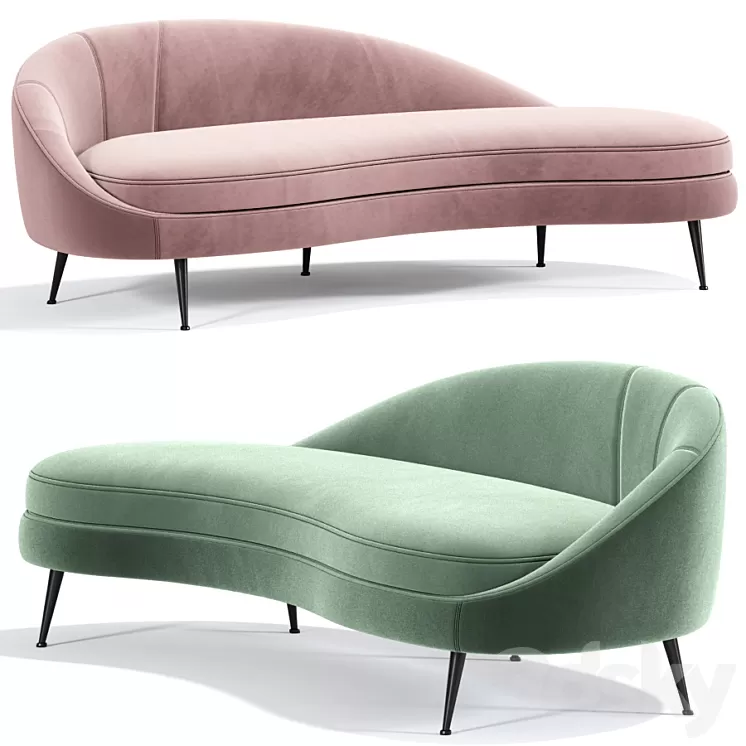 Porto sand curved sofa 3D Model