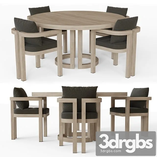 Portofino Teak Round Dining Table 3D Model Free