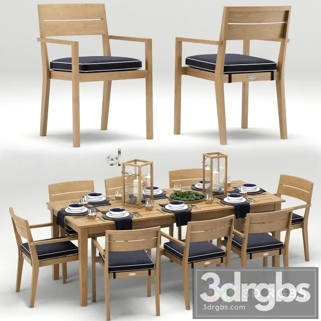 Portsmouth Karri Wood Outdoor Patio Dining 3D Model Free