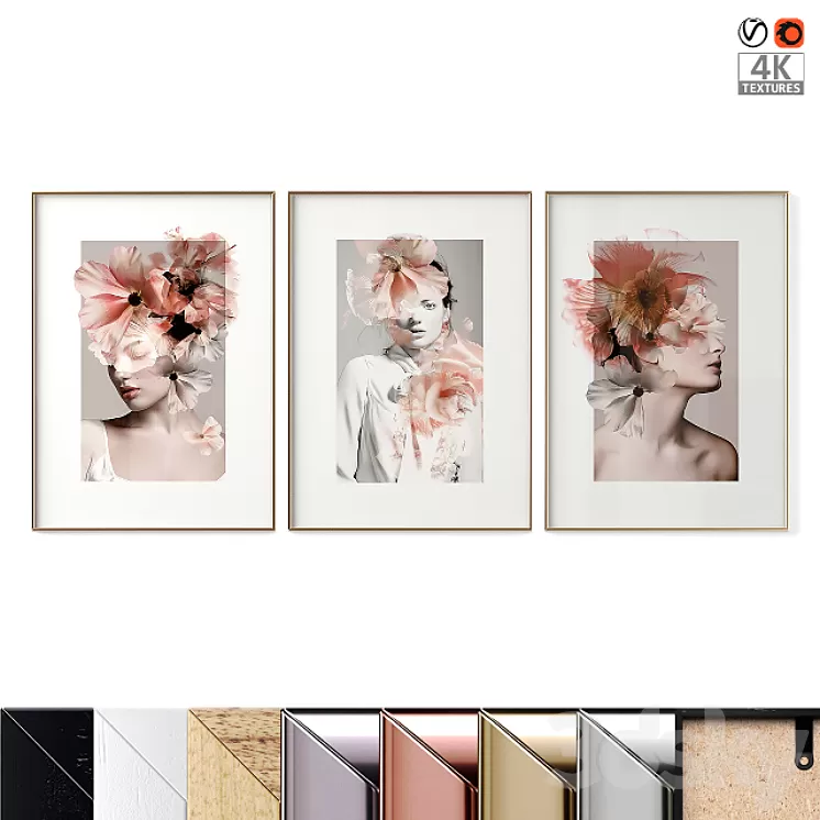 "Poset Set ""Feminine Flowers""" 3D Model