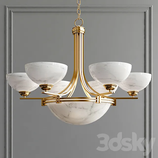 Possini Euro Deco Brass Chandelier 3D Model