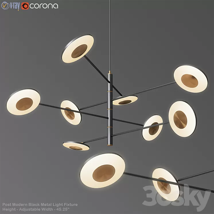 Post Modern Black Metal Light Fixture 3D Model