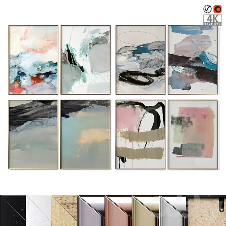“Poster Set “”Abstract Painting””” 3D Model