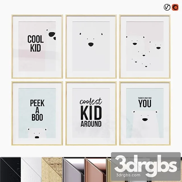 Poster Set Bear 3D Model Free