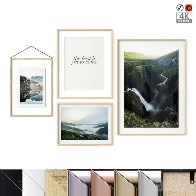 Poster Set Green Mountains 3D Model