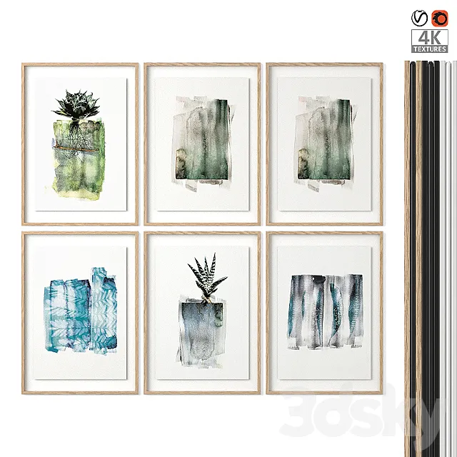 Poster Set "Watercolor Plants" 3D Model