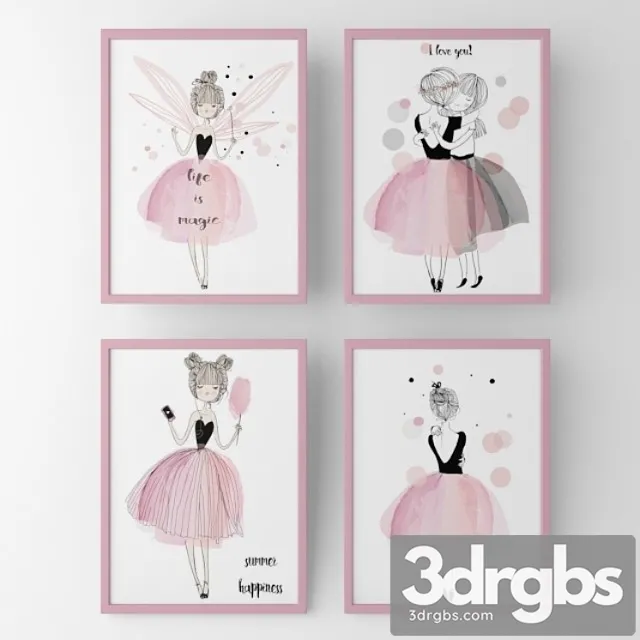 Posters For Children Fairy Girls 3D Model Free
