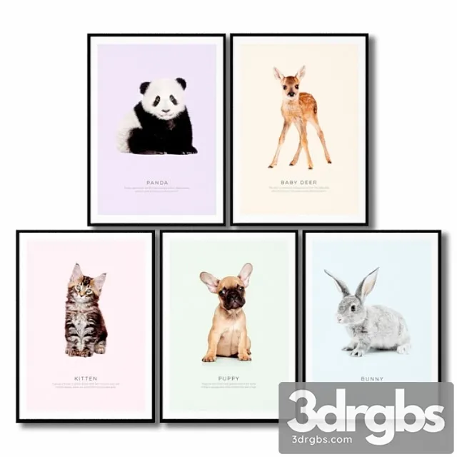 Posters For Childrens Room Animals 3D Model Free