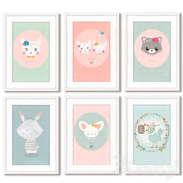Posters for the decoration of the children's room. 3D Model