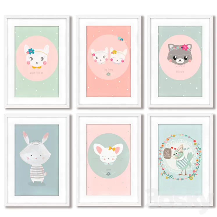 Posters for the decoration of the children's room. 3D Model