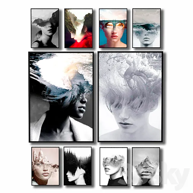 Posters with hallucinations by Antonio Mora. 3D Model