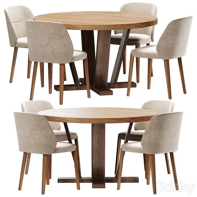 Potocco concha aura dining set 3D Model