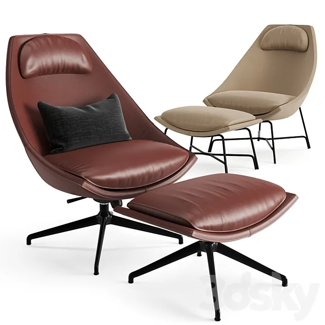 Potocco Cut Swivel Armchair 3D Model