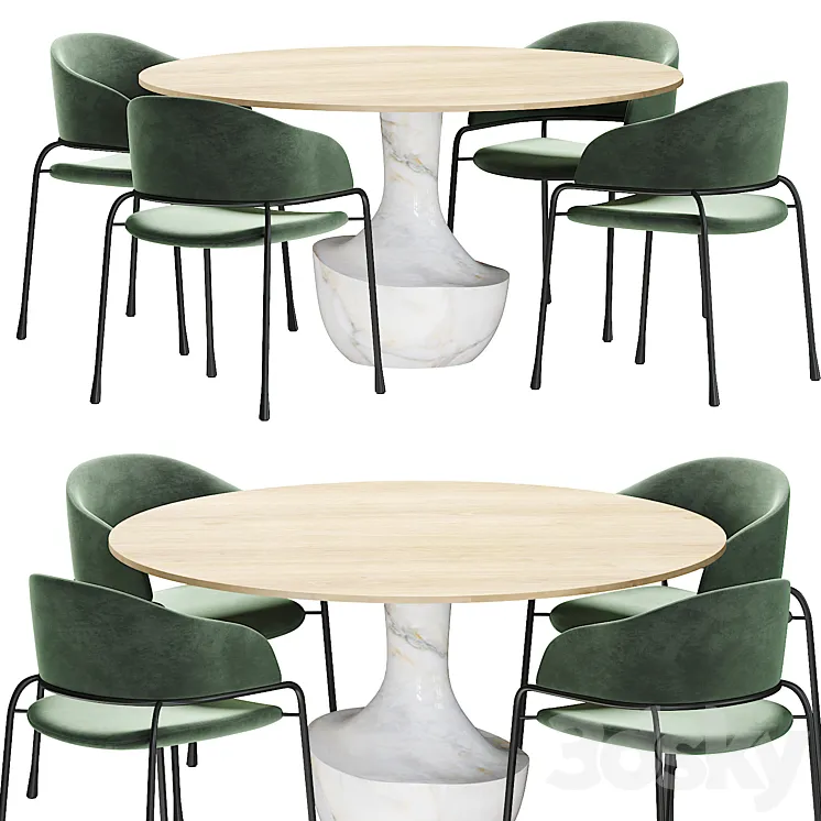 Potocco Fast chair and Anfora table 3D Model Free