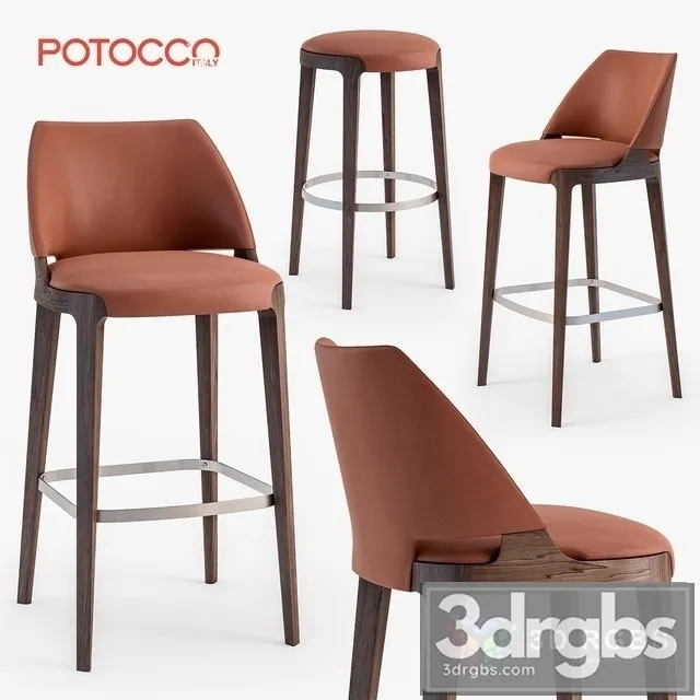Potocco Velis Bar Stool 3D Model Free