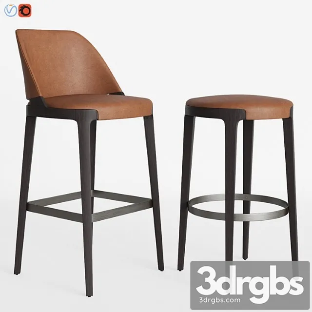 Potocco velis barstool & round counterstool 2 3D Model Free