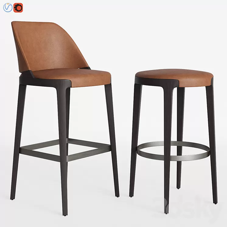 Potocco Velis barstool & Round counterstool 3D Model