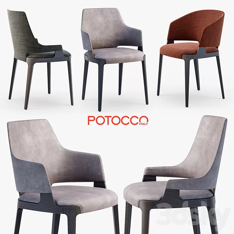 Potocco Velis chair armchair tub chair 3D Model