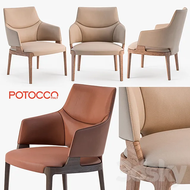 Potocco Velis lounge armchair 3D Model