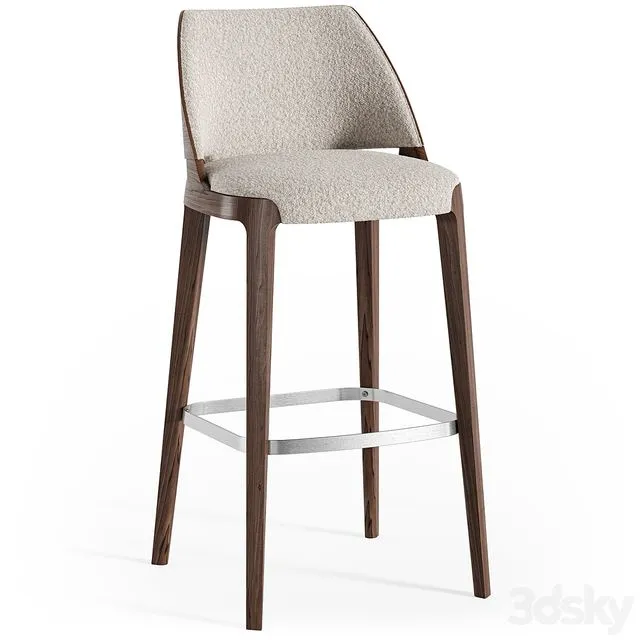 Potocco Velis wood stool 3D Model