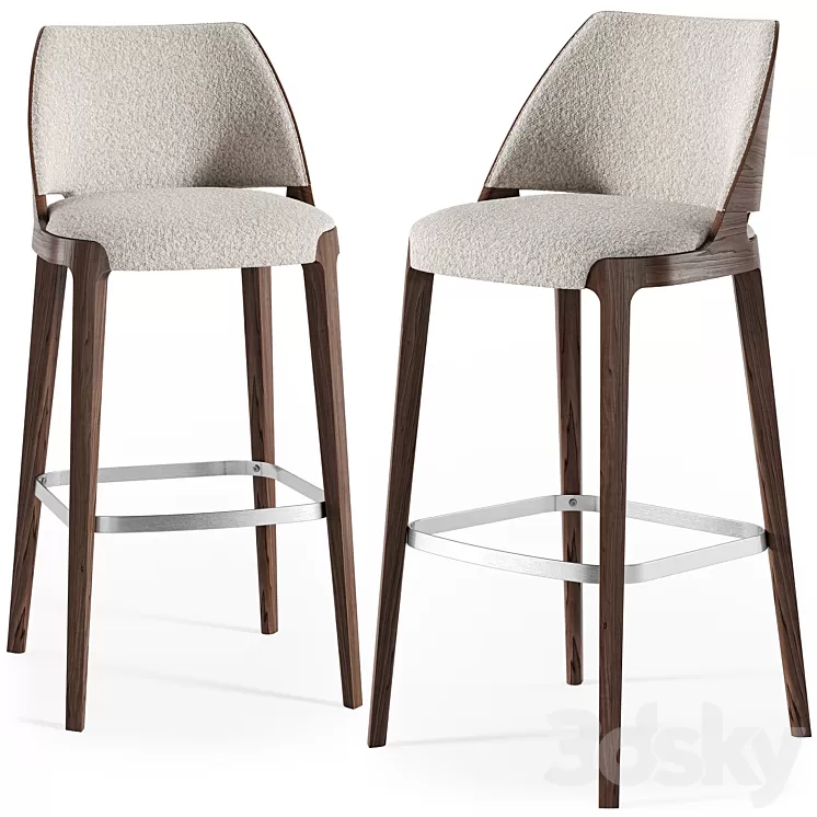 Potocco Velis wood stool 3D Model Free