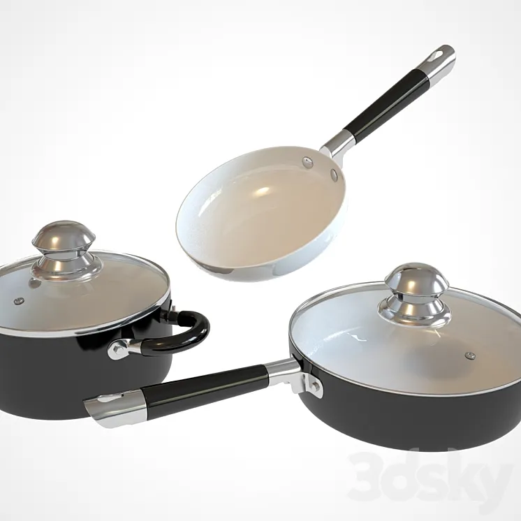 pots and pans 3D Model Free