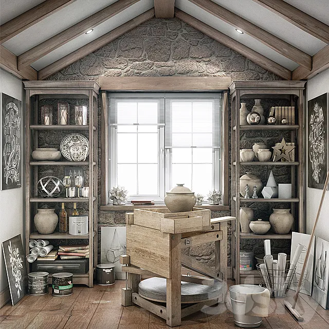 Potter’s workshop \ Creative studio. 3D Model