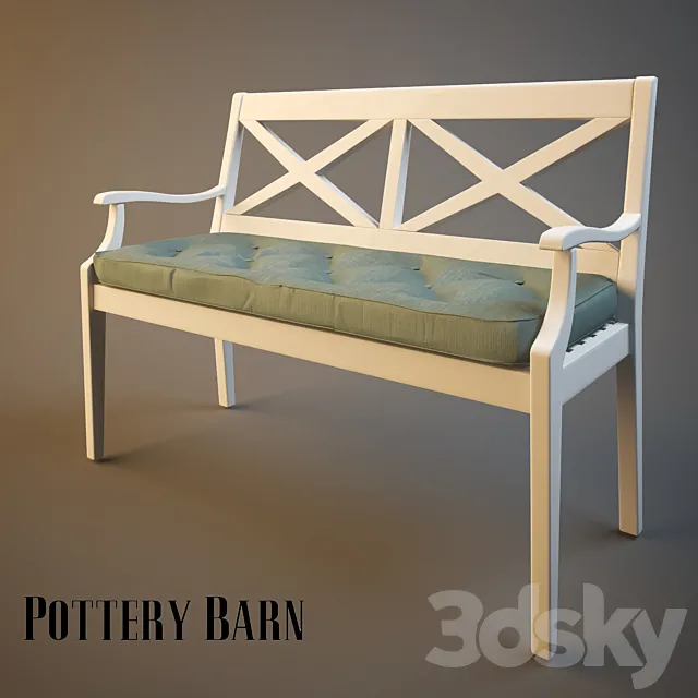 POTTERY BARN _ HAMPSTEAD BENCH & CUSHION 3DModel