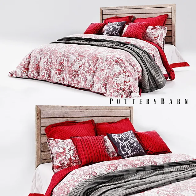 Pottery barn alpine toile bedding set 3D Model