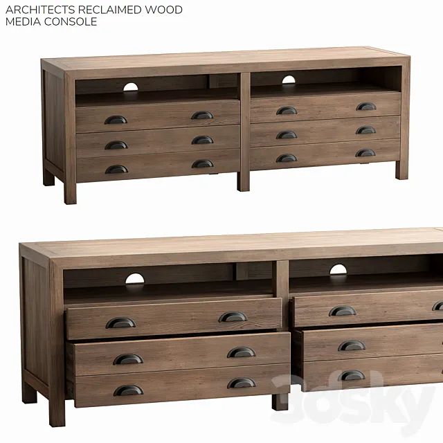 Pottery barn ARCHITECTS RECLAIMED WOOD MEDIA CONSOLE 3DModel