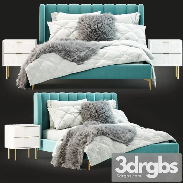 Pottery Barn Avalon Channel Stitch Bed 3D Model Free