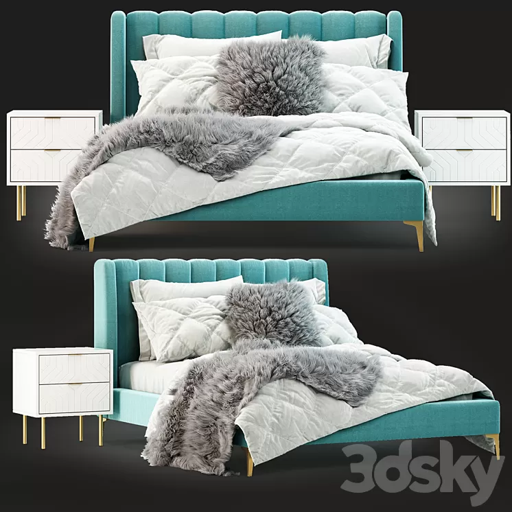 Pottery Barn Avalon Channel Stitch Bed 3D Model
