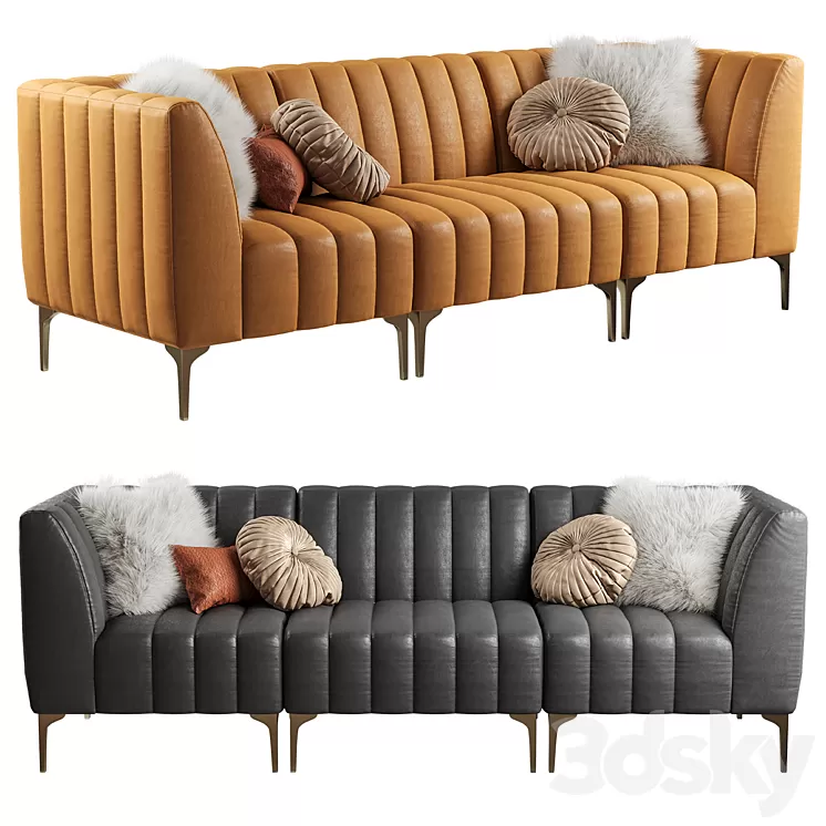 Pottery Barn / Avalon sofa leather (3-seater) 3D Model