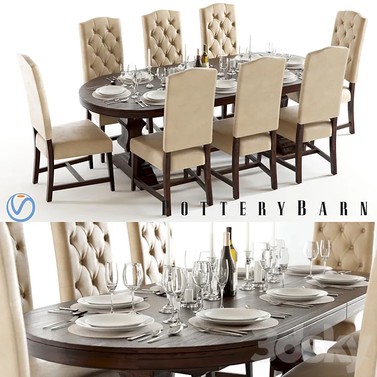 Pottery Barn Banks and Ashton 3 3D Model Free