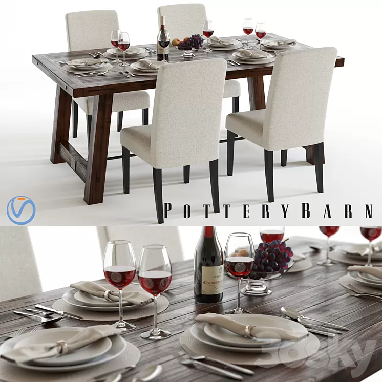 Pottery Barn Benchwright Set 3D Model
