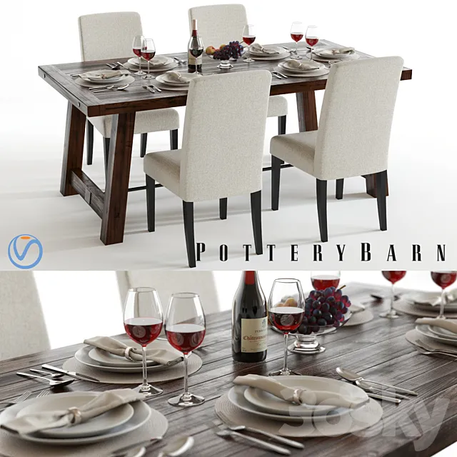 Pottery Barn Benchwright Set 3DModel