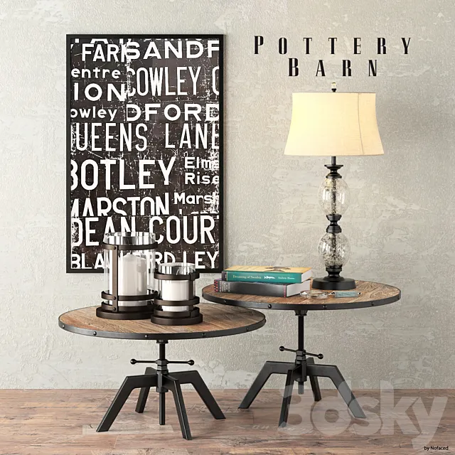 Pottery Barn Blaine Banching Coffee Table 3D Model