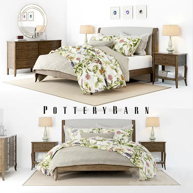 Pottery Barn Calistoga Bed set 3D Model