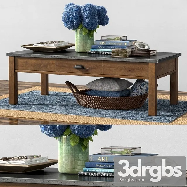 Pottery Barn Channing Coffee Table 3D Model Free