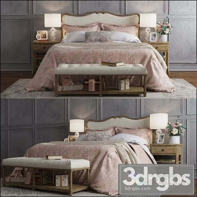 Pottery Barn Claremont Bed (2) 3D Model Free